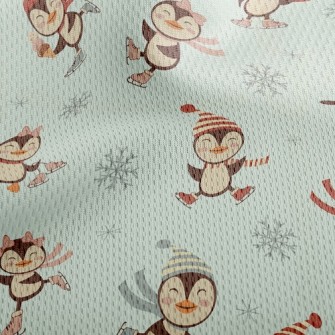 Ice Skating Penguin Athletic Mesh Flat Back