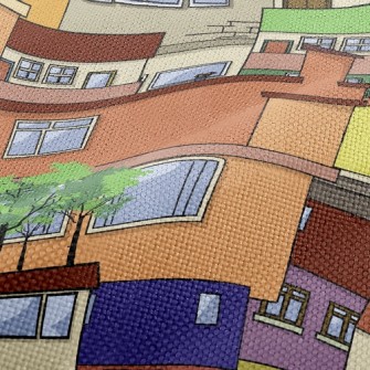 Colorful Houses Performance Linen