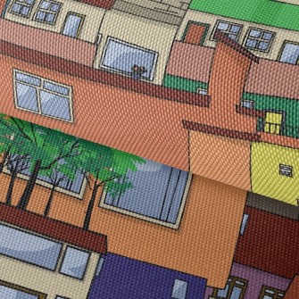 Colorful Houses Waterproof Oxford