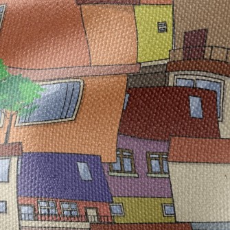 Colorful Houses Waterproof Canvas