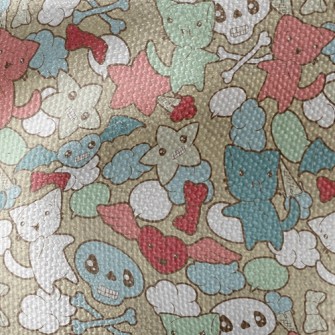 Doodle Cat Skull Waterproof Canvas