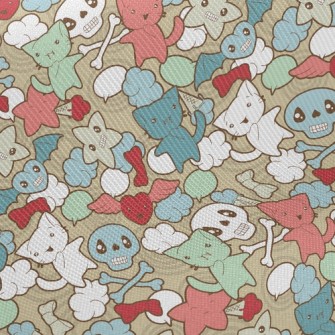 Doodle Cat Skull Twill