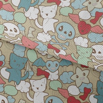 Doodle Cat Skull Waterproof Oxford