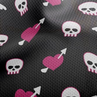 Heart Skull Athletic Mesh Flat Back