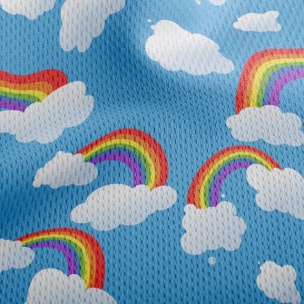 Rainbow White Cloud Athletic Mesh Flat Back