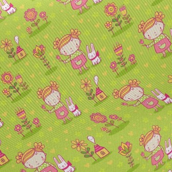 Little Girl And Rabbit Twill