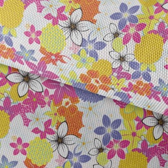 Delicate Blooming Flowers Waterproof Oxford