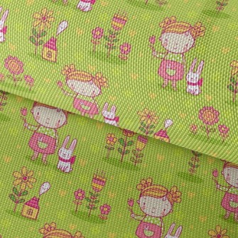 Little Girl And Rabbit Waterproof Oxford