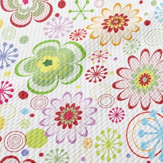 Colorful Painted Flowers Birdseye Piqué