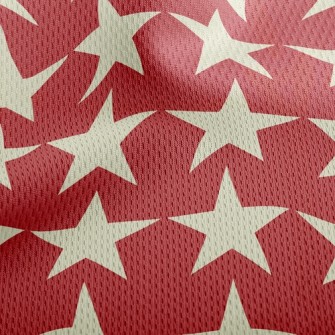White Five-Pointed Star Athletic Mesh Flat Back