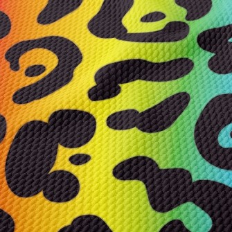 Rainbow Gradient Leopard Print Birdseye Piqué
