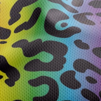 Rainbow Gradient Leopard Print Athletic Mesh Flat Back