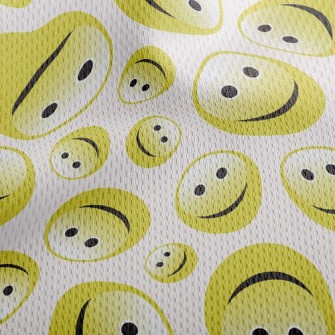 Shiny Smiling Face Athletic Mesh Flat Back