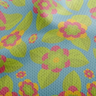 Green Flower Athletic Mesh Flat Back