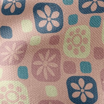 Pink Square Flowers Waterproof Canvas