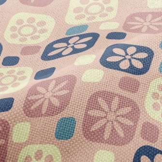 Pink Square Flowers Performance Linen