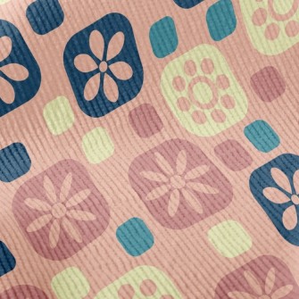 Pink Square Flowers Standard Corduroy