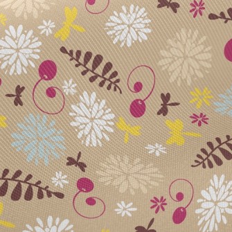 Elegant Flowers And Fruits Twill