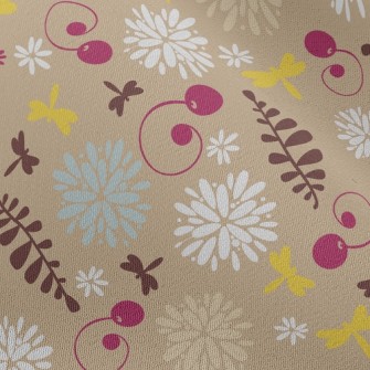 Elegant Flowers And Fruits Chiffon