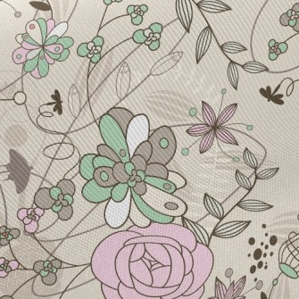 Elegant Rustic Floral Twill