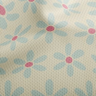 Polka Dot Blue Flower Athletic Mesh Flat Back