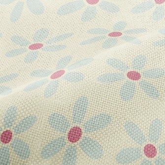 Polka Dot Blue Flower Performance Linen