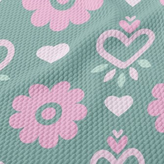 Heart Shaped Round Flower Birdseye Piqué