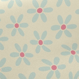 Polka Dot Blue Flower Twill