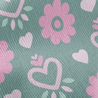 Heart Shaped Round Flower Standard Corduroy