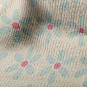 Polka Dot Blue Flower Terry