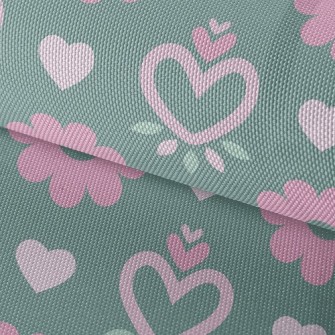 Heart Shaped Round Flower Waterproof Oxford