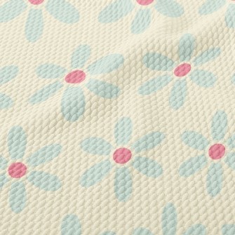 Polka Dot Blue Flower Birdseye Piqué