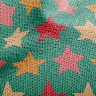 Four Color Arrangement Stars Athletic Mesh Flat Back