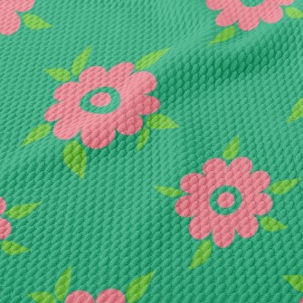 Natural Pink Small Round Flowe Birdseye Piqué