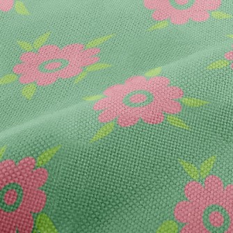 Natural Pink Small Round Flowe Performance Linen