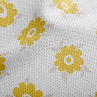 Light Yellow Small Round Flowe Athletic Mesh Flat Back
