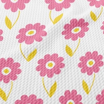 Elegant Pink Flowers Birdseye Piqué