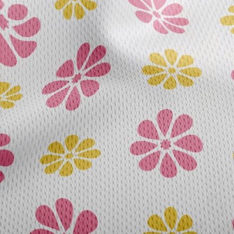 Two-Color Sweet Small Floral Athletic Mesh Flat Back