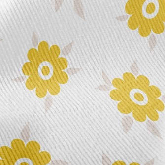 Light Yellow Small Round Flowe Standard Corduroy