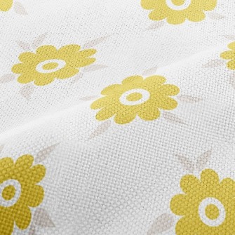 Light Yellow Small Round Flowe Performance Linen