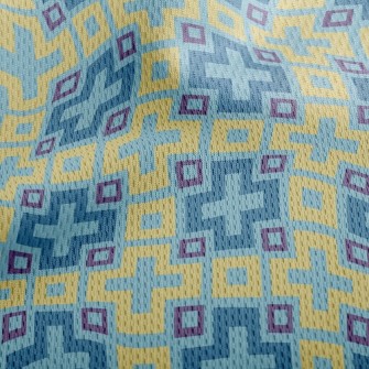 Cross Block Mosaic Athletic Mesh Flat Back