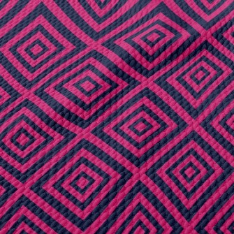 Pink Black Line Square Birdseye Piqué