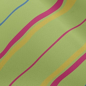 Green Diagonal Stripes Chiffon