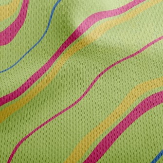 Green Diagonal Stripes Athletic Mesh Flat Back