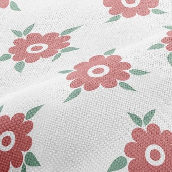 Green Leaves Dotted With Flowe Performance Linen