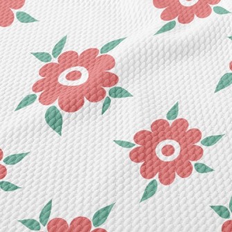 Green Leaves Dotted With Flowe Birdseye Piqué