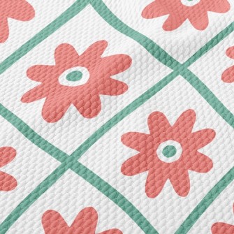Flowers In Grid Birdseye Piqué