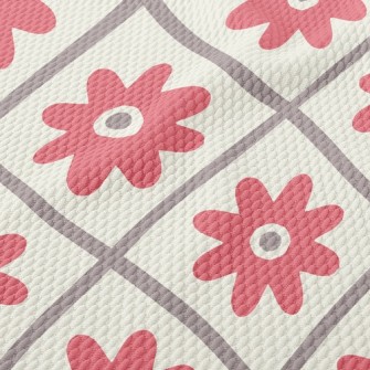 Checkered Red Flower Birdseye Piqué