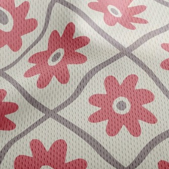 Checkered Red Flower Athletic Mesh Flat Back