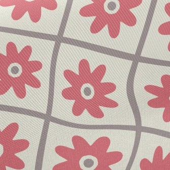 Checkered Red Flower Twill